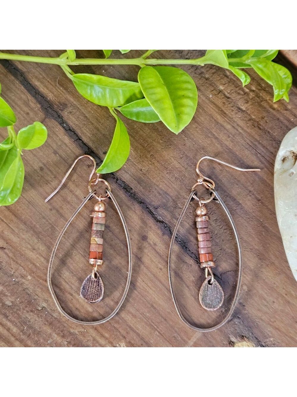 Artisan Bohemian Ethnic Copper Women's Dangle Lightweight Earrings - Picture 1 of 3
